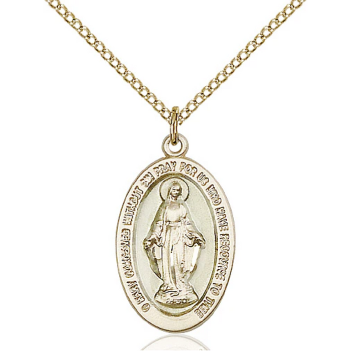 Miraculous Medal Necklace Gold Filled 18"