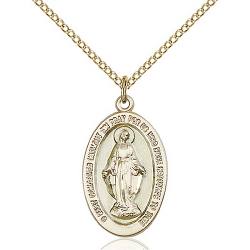 Miraculous Medal Necklace Gold Filled 18"