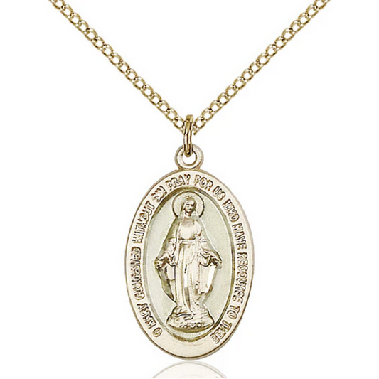 Miraculous Medal Necklace Gold Filled 18"