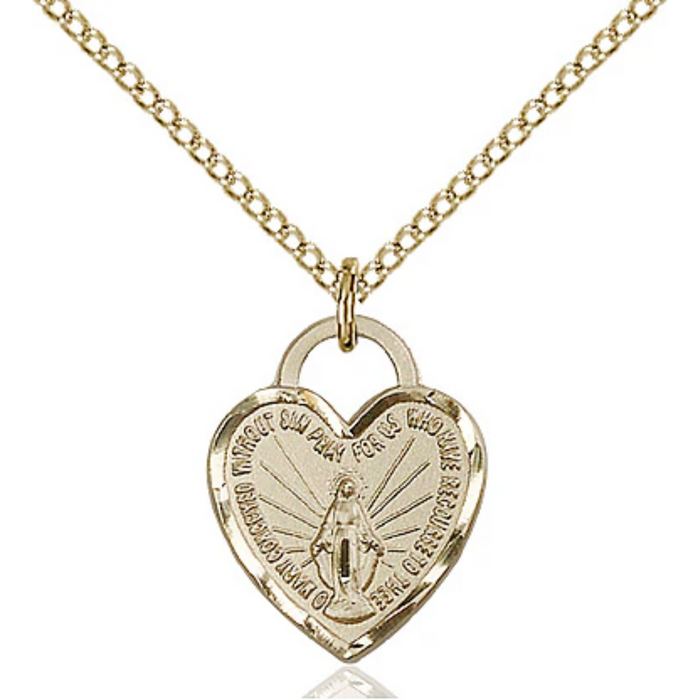 Miraculous Medal Necklace Gold Filled 18"