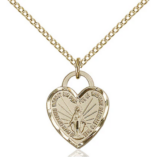 Miraculous Medal Necklace Gold Filled 18"