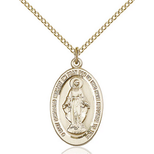 Miraculous Medal Necklace Gold Filled 18"