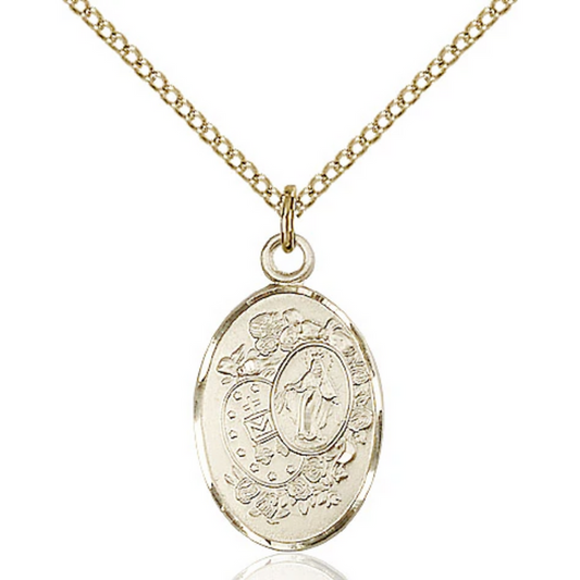 Miraculous Medal Necklace Gold Filled 18"