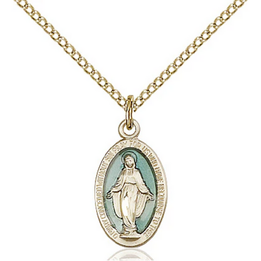 Miraculous Medal Necklace Gold Filled 18"