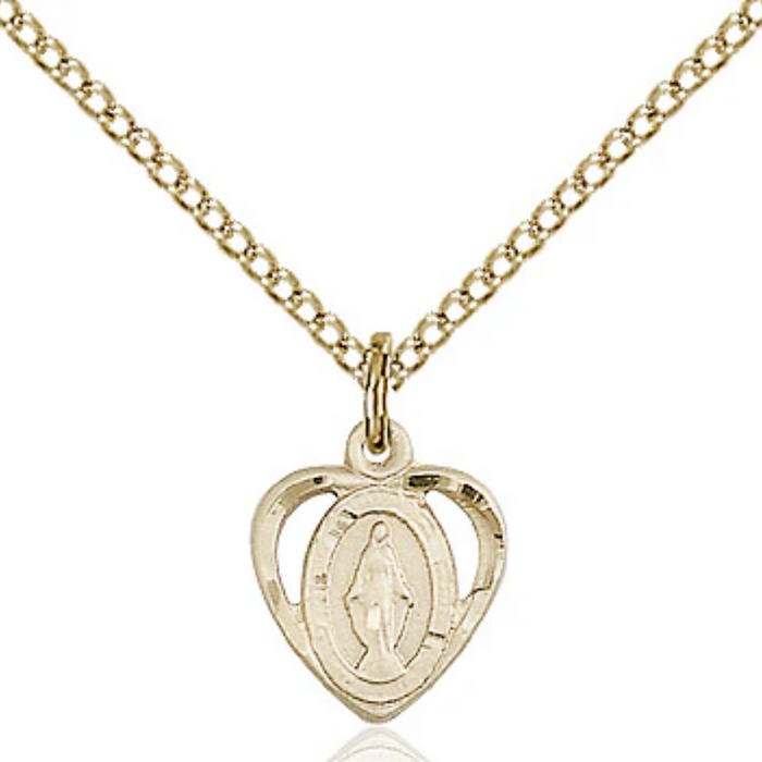 Miraculous Medal Necklace Gold Filled 18"