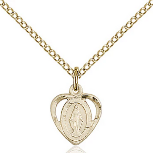 Miraculous Medal Necklace Gold Filled 18"