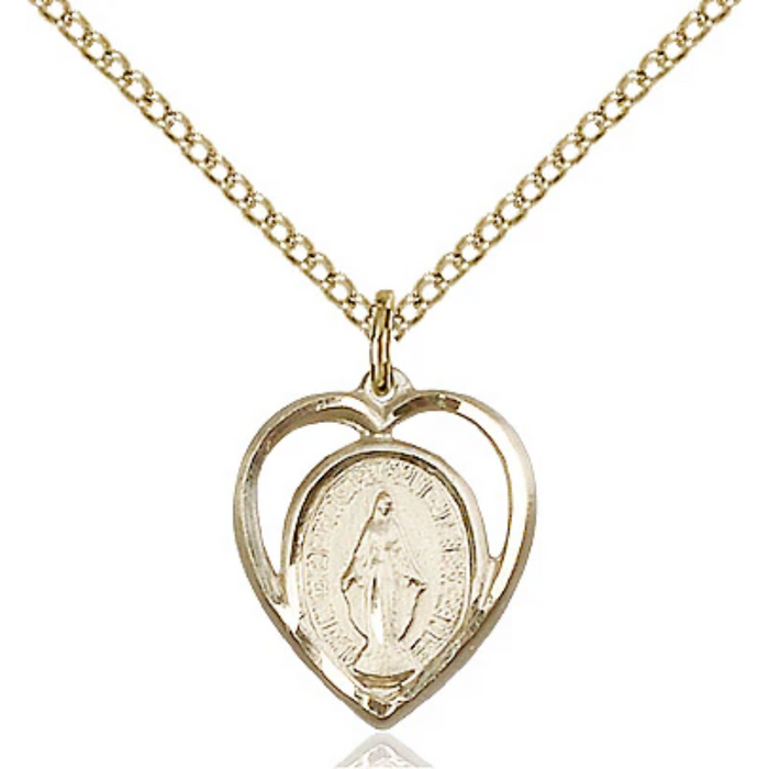 Miraculous Medal Necklace Gold Filled 18"