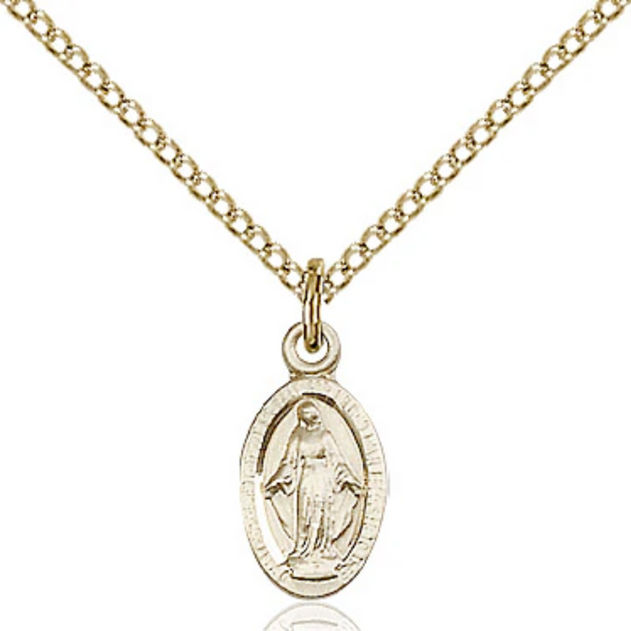 Miraculous Medal Necklace Gold Filled 18"