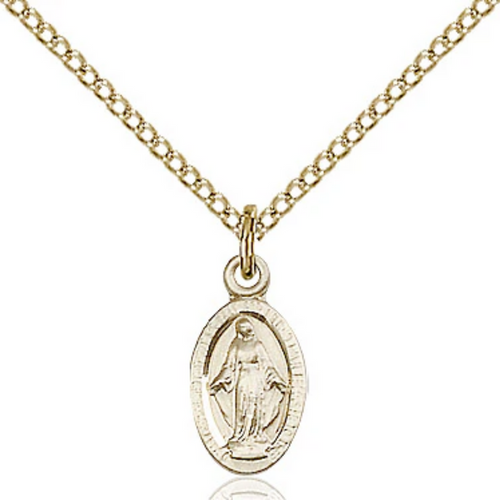Miraculous Medal Necklace Gold Filled 18"