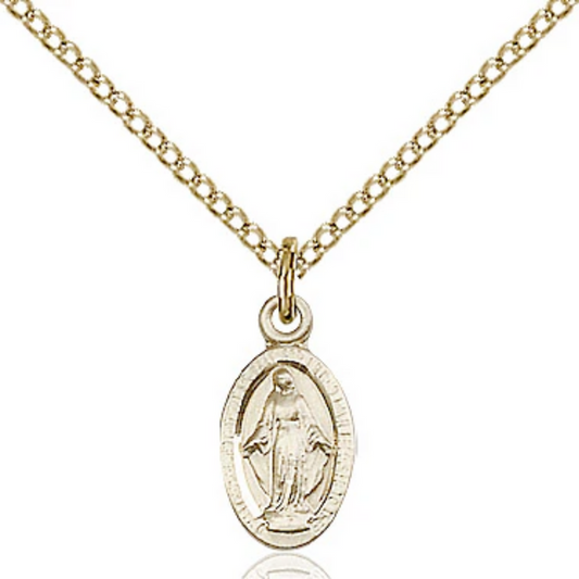 Miraculous Medal Necklace Gold Filled 18"