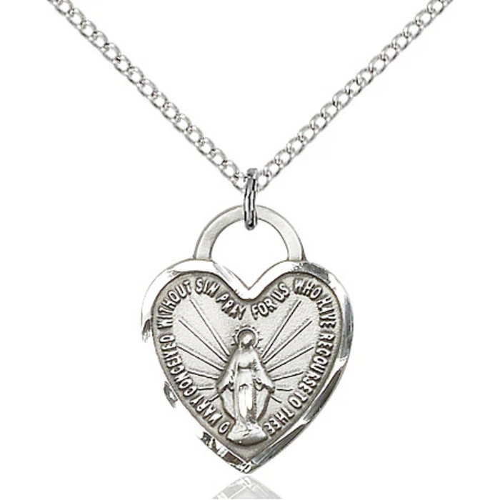 Miraculous Medal Necklace Sterling Silver 18"