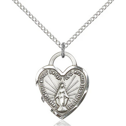 Miraculous Medal Necklace Sterling Silver 18"