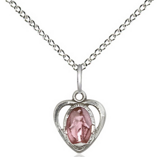 Miraculous Medal Necklace Sterling Silver 18"