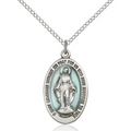 Miraculous Medal Necklace Sterling Silver 18"