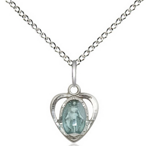 Miraculous Medal Necklace Sterling Silver 18"