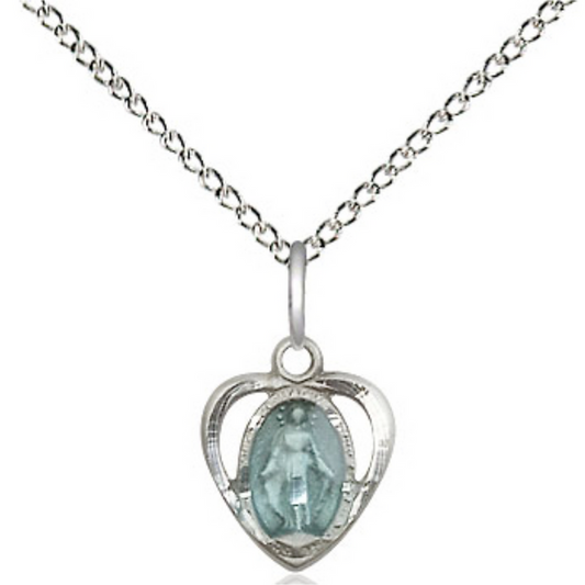 Miraculous Medal Necklace Sterling Silver 18"