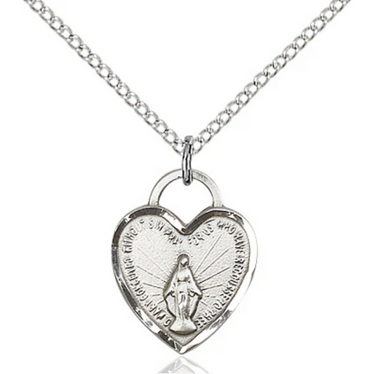 Miraculous Medal Necklace Sterling Silver 18"