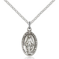 Miraculous Medal Necklace Sterling Silver 18"