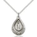 Miraculous Medal Necklace Sterling Silver 18"