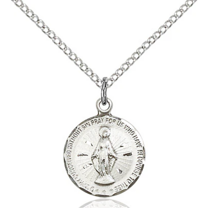 Miraculous Medal Necklace Sterling Silver 18"