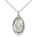 Miraculous Medal Necklace Sterling Silver 18"