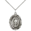 Miraculous Medal Necklace Sterling Silver 18"