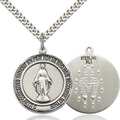Miraculous Medal Necklace Sterling Silver 24"