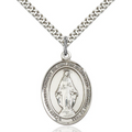 Miraculous Medal Necklace Sterling Silver 24"