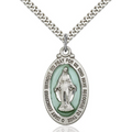 Miraculous Medal Necklace Sterling Silver 24"
