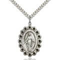 Miraculous Medal Necklace Sterling Silver 24"