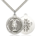 Miraculous Medal Necklace Sterling Silver 24"