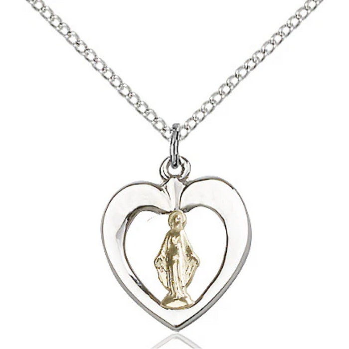 Miraculous Medal Necklace Two-Tone 18"