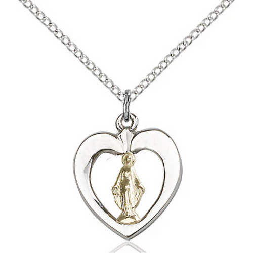Miraculous Medal Necklace Two-Tone 18"