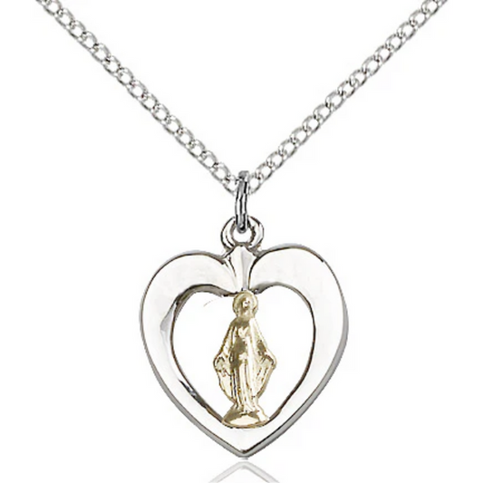 Miraculous Medal Necklace Two-Tone 18"