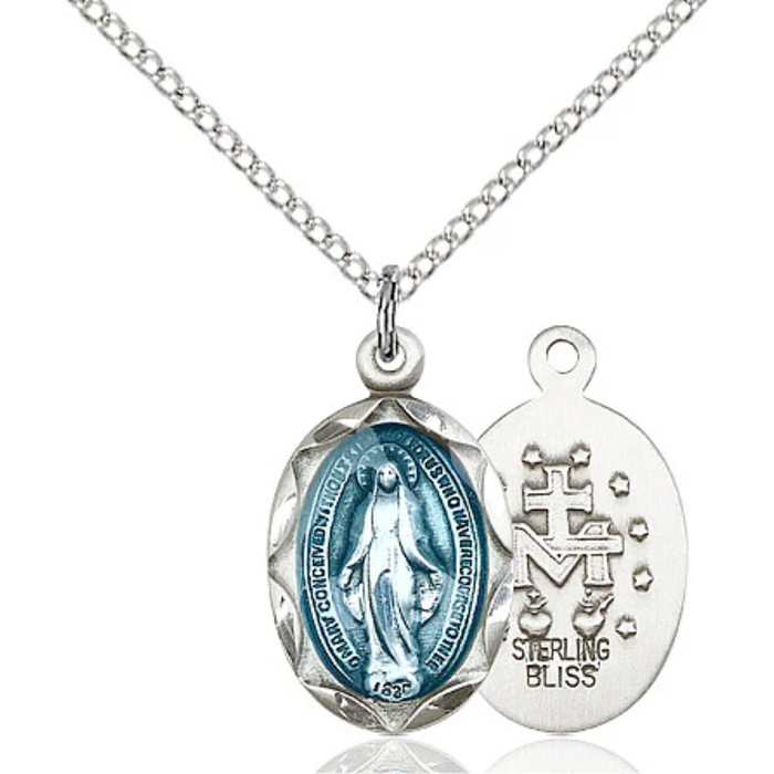 Miraculous Medal Sterling Silver 18"