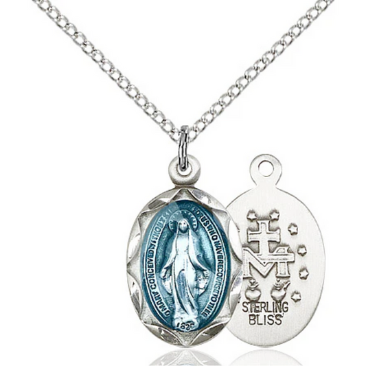 Miraculous Medal Sterling Silver 18"