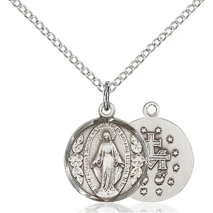 Miraculous Medal Sterling Silver 18"