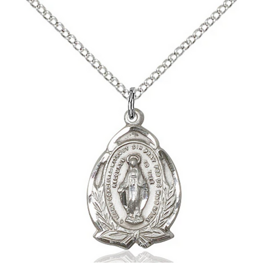 Miraculous Medal Sterling Silver 18"