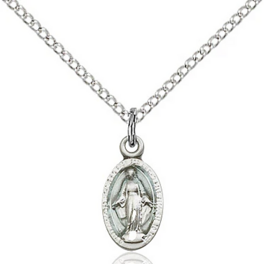 Miraculous Medal Sterling Silver 18"