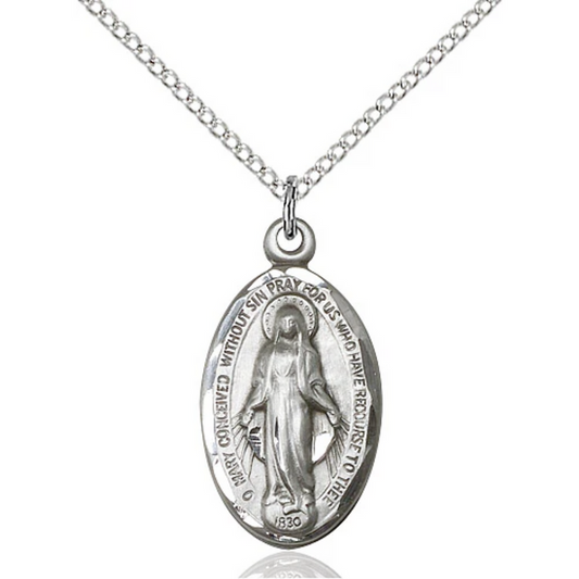Miraculous Medal Sterling Silver 18"