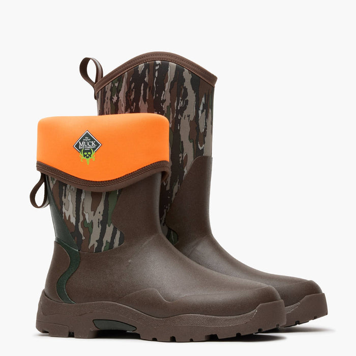Muck x Bone Collector All Terrain Men's 15" Pathfinder Deer Hunting Boot pair with hi vis lining
