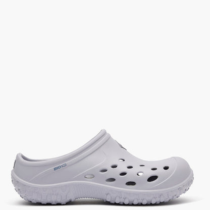 White clog shoe on a white background