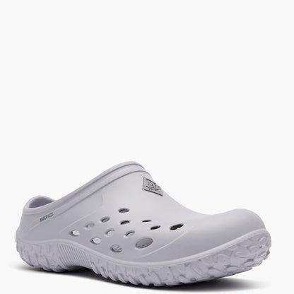 White clog shoe on a white background
