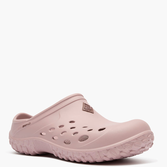 Beige clog shoe on a white background