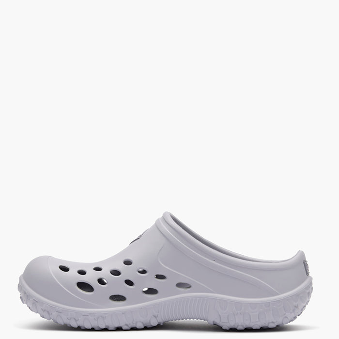 White clog shoe on a white background