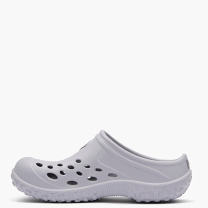 White clog shoe on a white background