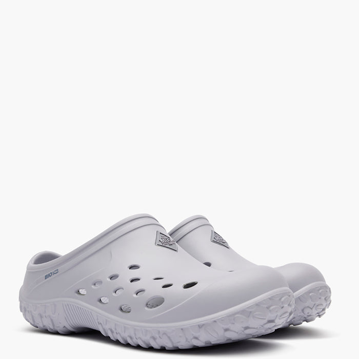 White clogs on a white background