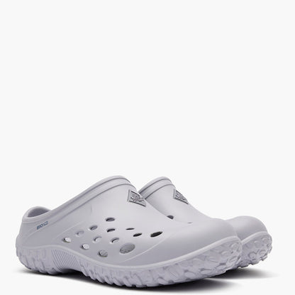 White clogs on a white background