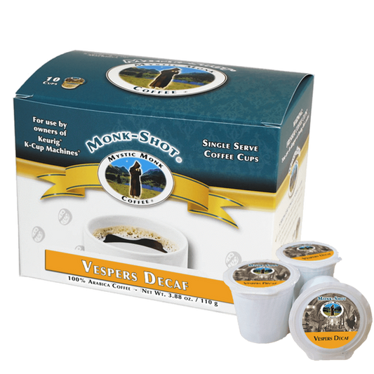 Mystic Monk Coffee Vespers Decaf Monk-Shot Pods, 10 Count | Mystic Monk Coffee