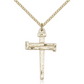 Nail Cross Necklace Gold Filled 18"